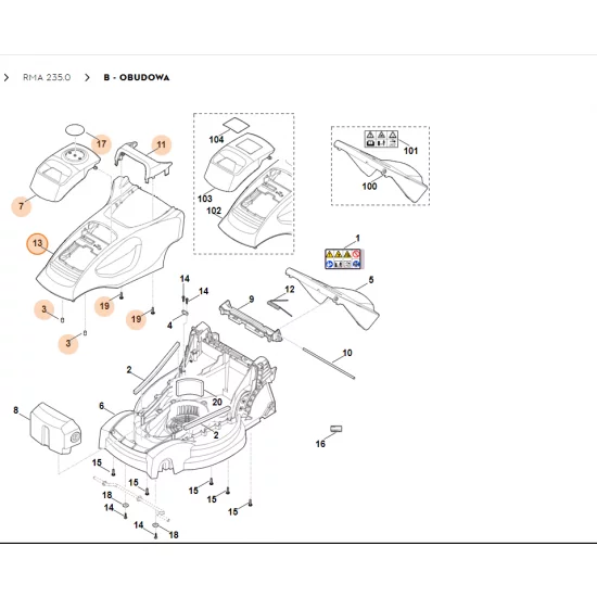 STIHL Pokrywa silnika kompl. 6311 760 2282